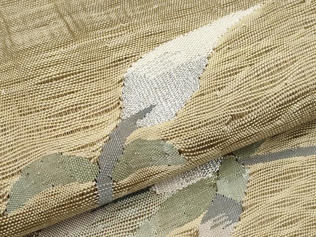 平和屋着物＊夏物 太鼓柄袋帯 すくい織 枝花文 銀糸 正絹 逸品 CABH6077tx