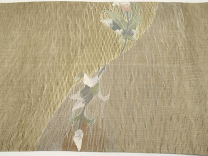 平和屋着物＊夏物 太鼓柄袋帯 すくい織 枝花文 銀糸 正絹 逸品 CABH6077tx