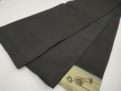 平和屋着物＊夏物 太鼓柄袋帯 瓢箪花文 黒地 正絹 逸品 未使用 CABH6078tx