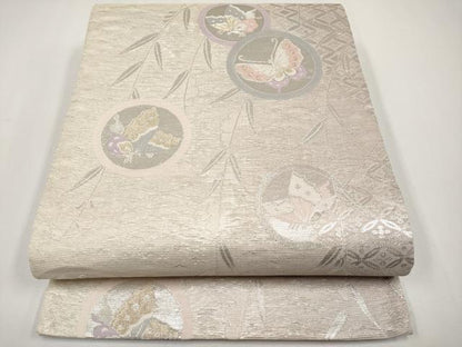 平和屋着物＊夏物 六通柄袋帯 舞蝶丸文 金銀糸 正絹 逸品 CABH6079tx