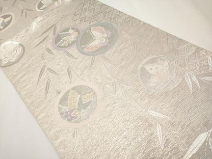 平和屋着物＊夏物 六通柄袋帯 舞蝶丸文 金銀糸 正絹 逸品 CABH6079tx