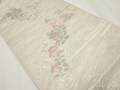 平和屋着物＊夏物 六通柄袋帯 秋草文 銀糸 正絹 逸品 CABH6080tx