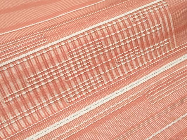 平和屋着物＊夏物　九寸名古屋帯　横段文　銀糸　正絹　逸品　CABH6081tx