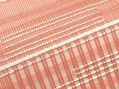 平和屋着物＊夏物　九寸名古屋帯　横段文　銀糸　正絹　逸品　CABH6081tx