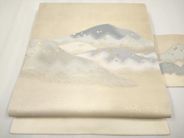 平和屋着物＊夏物　九寸名古屋帯　遠山文　金銀糸　正絹　逸品　CABH6084tx