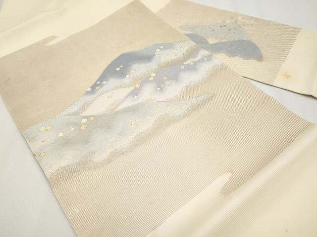 平和屋着物＊夏物　九寸名古屋帯　遠山文　金銀糸　正絹　逸品　CABH6084tx