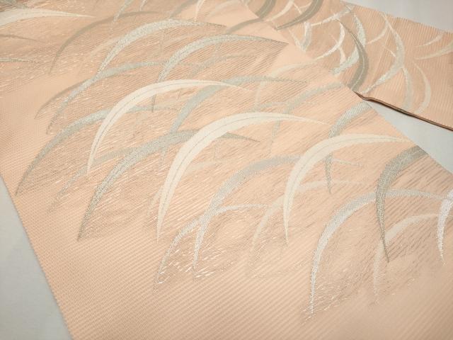平和屋着物＊夏物　九寸名古屋帯　芝草文　銀糸　正絹　逸品　CABH6092tx