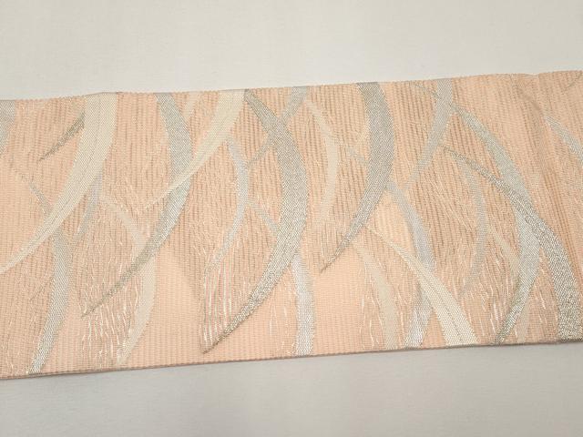 平和屋着物＊夏物　九寸名古屋帯　芝草文　銀糸　正絹　逸品　CABH6092tx