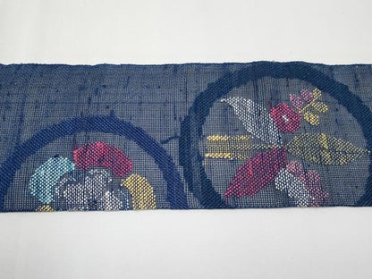 平和屋着物＊夏物　八寸名古屋帯　紬地　花丸文　正絹　逸品　CABH6094tx