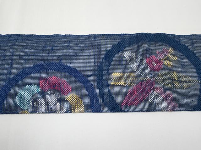 平和屋着物＊夏物　八寸名古屋帯　紬地　花丸文　正絹　逸品　CABH6094tx
