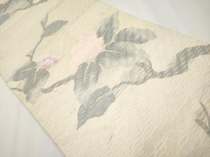 平和屋着物＊夏物 六通柄袋帯 枝花文 銀糸 正絹 逸品 CABH6099tx