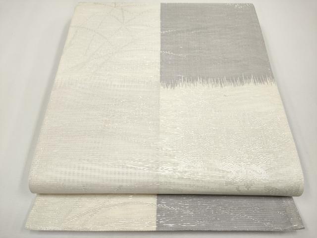 平和屋着物＊夏物 六通柄袋帯 市松楓文 銀糸 正絹 逸品 CABH6101tx
