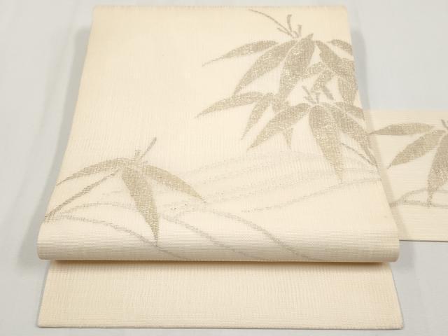 平和屋着物＊夏物　九寸名古屋帯　笹　金糸　正絹　逸品　CABH6106tx