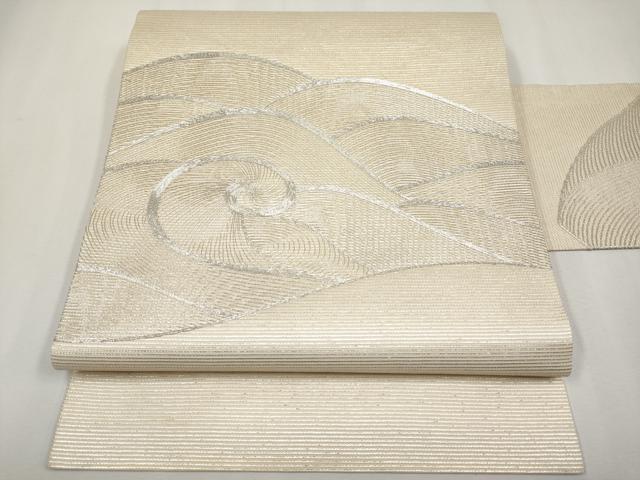 平和屋着物＊夏物 九寸名古屋帯 駒刺繍 流線文 銀糸 正絹 逸品 CABH6107tx