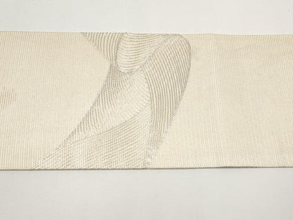 平和屋着物＊夏物 九寸名古屋帯 駒刺繍 流線文 銀糸 正絹 逸品 CABH6107tx