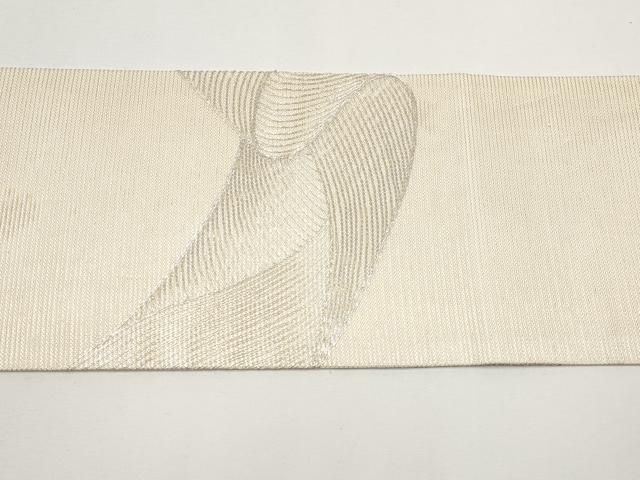 平和屋着物＊夏物 九寸名古屋帯 駒刺繍 流線文 銀糸 正絹 逸品 CABH6107tx