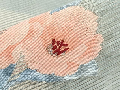 平和屋着物＊夏物　九寸名古屋帯　枝花文　銀糸　正絹　逸品　CABH6112tx
