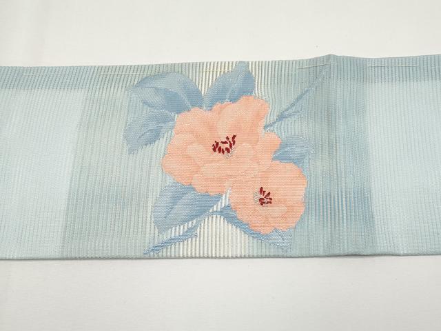 平和屋着物＊夏物　九寸名古屋帯　枝花文　銀糸　正絹　逸品　CABH6112tx