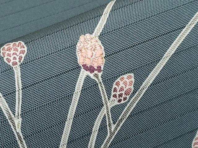 平和屋着物＊夏物 絽塩瀬 九寸名古屋帯 刺繍 枝蕾 金彩 三越扱い 正絹 逸品 未使用 CABH6116tx