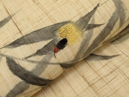 平和屋着物＊夏物 九寸名古屋帯 手描き 刺繍 蛍 金銀糸 麻 逸品 CABH6118tx