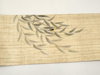 平和屋着物＊夏物 九寸名古屋帯 手描き 刺繍 蛍 金銀糸 麻 逸品 CABH6118tx