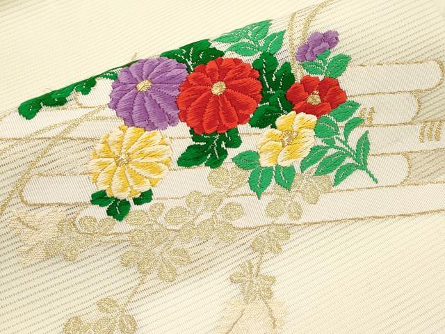 平和屋着物＊夏物 九寸名古屋帯 唐織 花筏文 金糸 正絹 逸品 未使用 CABH6122tx