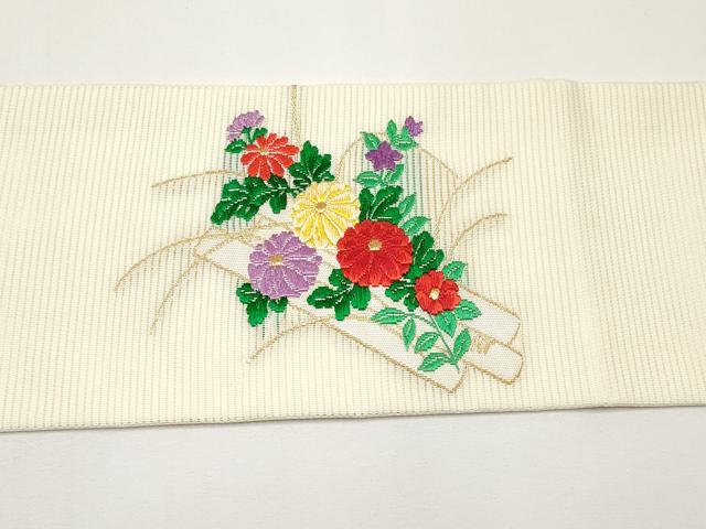 平和屋着物＊夏物 九寸名古屋帯 唐織 花筏文 金糸 正絹 逸品 未使用 CABH6122tx