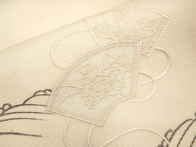 平和屋着物＊夏物　中国三大刺繍　スワトウ刺繍　九寸名古屋帯　地紙花文　正絹　逸品　未使用　CABH6123tx