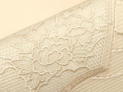 平和屋着物＊夏物　中国三大刺繍　スワトウ刺繍　九寸名古屋帯　地紙花文　正絹　逸品　未使用　CABH6123tx