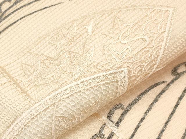 平和屋着物＊夏物　中国三大刺繍　スワトウ刺繍　九寸名古屋帯　地紙花文　正絹　逸品　未使用　CABH6123tx