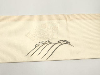 平和屋着物＊夏物　中国三大刺繍　スワトウ刺繍　九寸名古屋帯　地紙花文　正絹　逸品　未使用　CABH6123tx