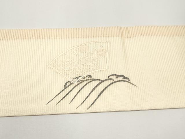 平和屋着物＊夏物　中国三大刺繍　スワトウ刺繍　九寸名古屋帯　地紙花文　正絹　逸品　未使用　CABH6123tx