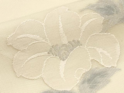 平和屋着物＊夏物 九寸名古屋帯 枝花文 銀糸 正絹 逸品 CABH6124tx