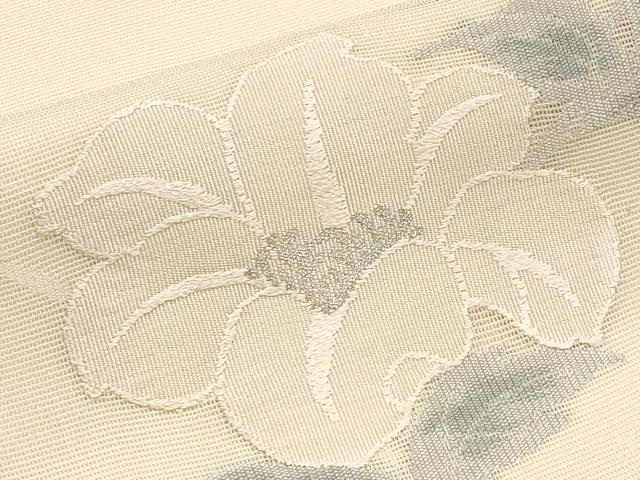 平和屋着物＊夏物 九寸名古屋帯 枝花文 銀糸 正絹 逸品 CABH6124tx