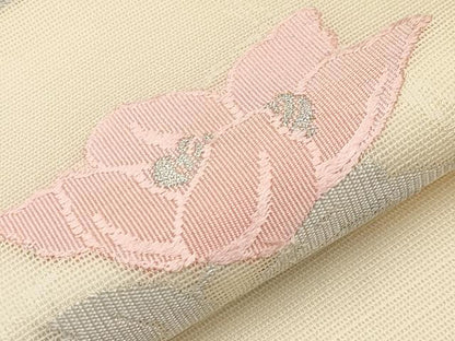 平和屋着物＊夏物 九寸名古屋帯 枝花文 銀糸 正絹 逸品 CABH6124tx