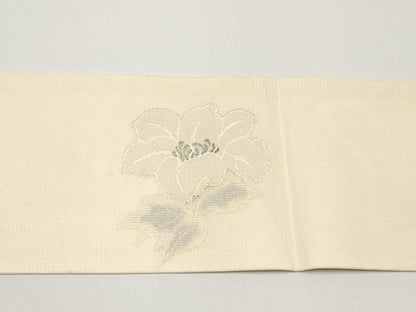 平和屋着物＊夏物 九寸名古屋帯 枝花文 銀糸 正絹 逸品 CABH6124tx