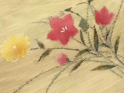 平和屋着物＊夏物　八寸名古屋帯　草花文　金糸　正絹　逸品　CABH6127tx