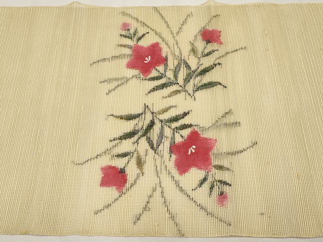 平和屋着物＊夏物　八寸名古屋帯　草花文　金糸　正絹　逸品　CABH6127tx