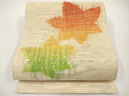 平和屋着物＊夏物　八寸名古屋帯　舞葉文　正絹　逸品　未使用　CABH6129tx