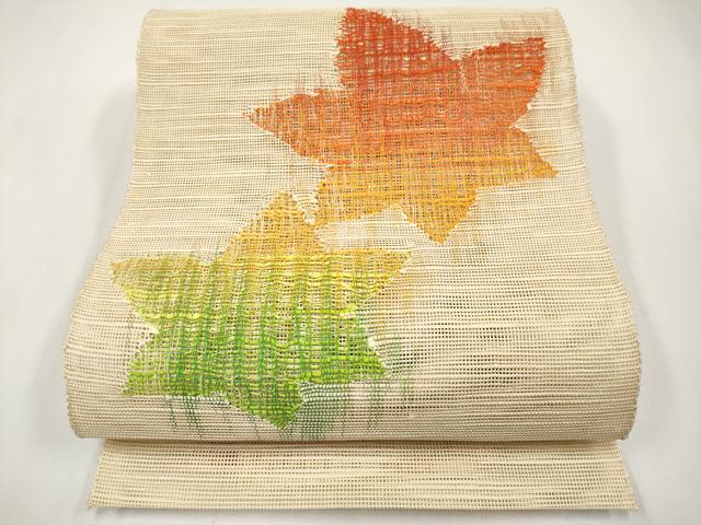 平和屋着物＊夏物　八寸名古屋帯　舞葉文　正絹　逸品　未使用　CABH6129tx
