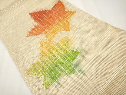 平和屋着物＊夏物　八寸名古屋帯　舞葉文　正絹　逸品　未使用　CABH6129tx