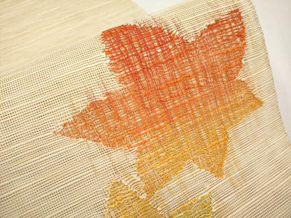 平和屋着物＊夏物　八寸名古屋帯　舞葉文　正絹　逸品　未使用　CABH6129tx