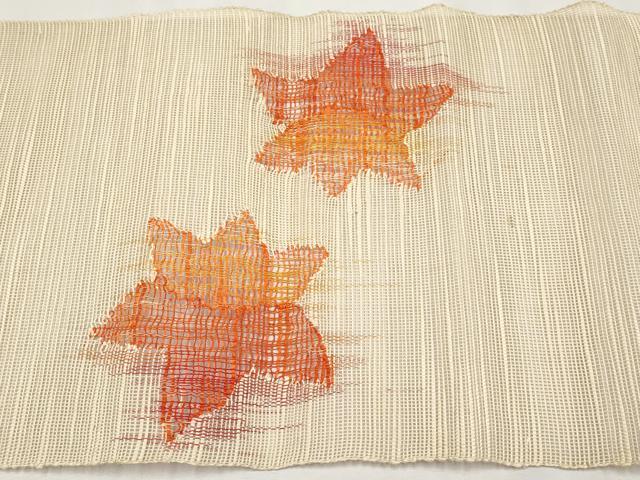 平和屋着物＊夏物　八寸名古屋帯　舞葉文　正絹　逸品　未使用　CABH6129tx