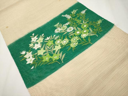 平和屋着物＊夏物　八寸名古屋帯　唐織　秋草文　銀糸　正絹　逸品　CABH6131tx