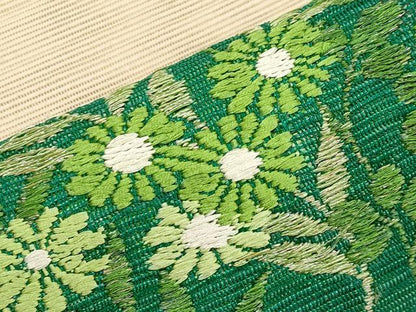 平和屋着物＊夏物　八寸名古屋帯　唐織　秋草文　銀糸　正絹　逸品　CABH6131tx