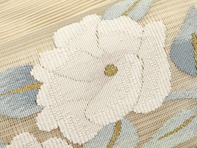 平和屋着物＊夏物 八寸名古屋帯 絽綴れ 枝花文 金銀糸 正絹 逸品 CABH6137tx