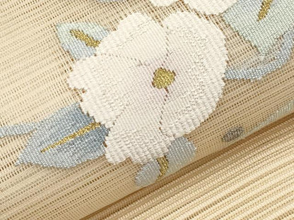平和屋着物＊夏物 八寸名古屋帯 絽綴れ 枝花文 金銀糸 正絹 逸品 CABH6137tx