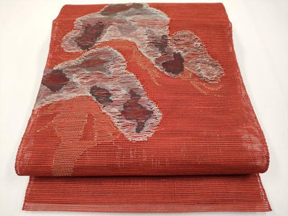 平和屋着物＊夏物　八寸名古屋帯　枝松文　金糸　正絹　逸品　CABH6140tx
