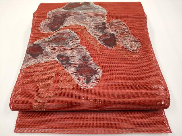 平和屋着物＊夏物　八寸名古屋帯　枝松文　金糸　正絹　逸品　CABH6140tx
