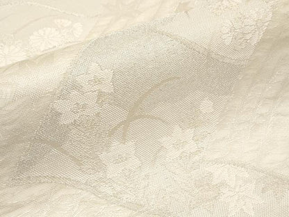 平和屋着物＊夏物　六通柄袋帯　瓦枝花文　銀糸　正絹　逸品　CABH6145tx